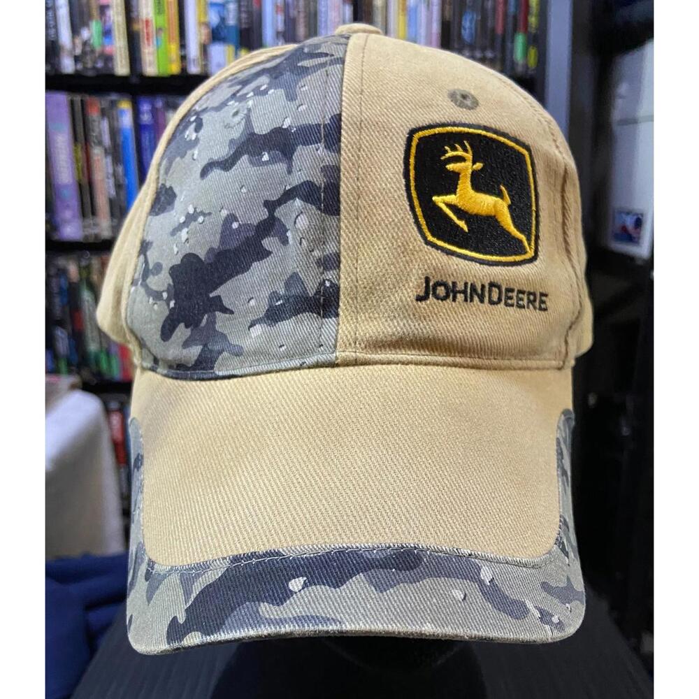 John Deere Mens Camo Hat Adjustable Camouflage Olive Cotton Cap Farming Outdoors